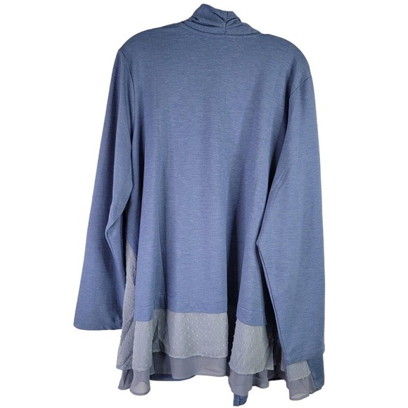 Logo by Lori Goldstein Cardigan Shirt Women’s Plus 2X Long Sleeve Blue Rayon - Picture 11 of 11